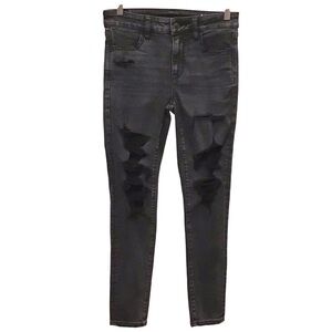 American Eagle 4 Short High Rise Jeggings Black Distressed 2022 Women’s Jeans